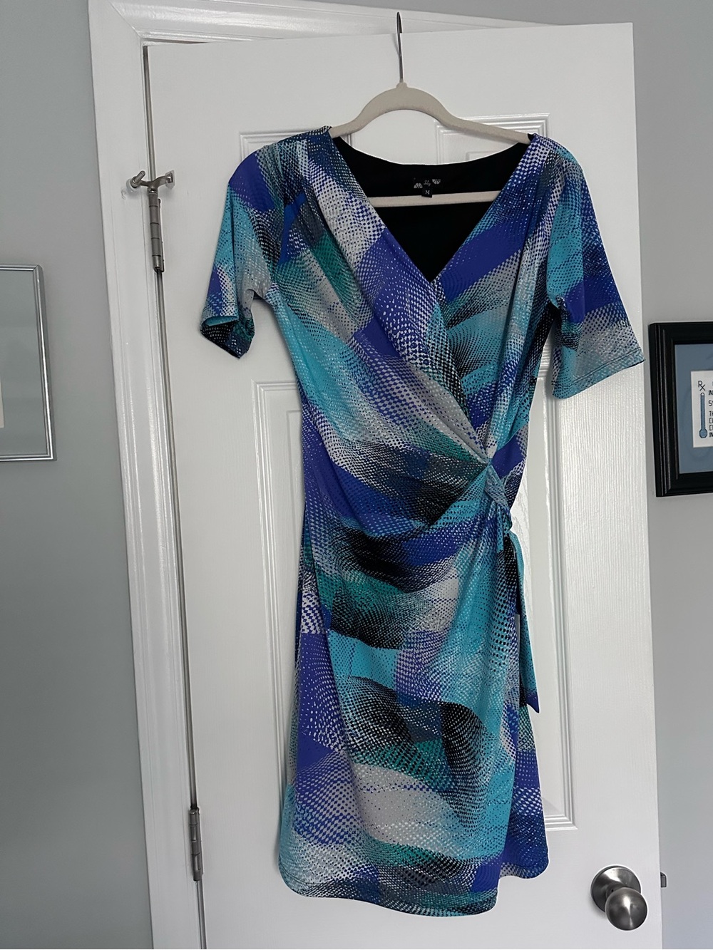 Lily Teal and Blue Abstract Wrap Midi Dress